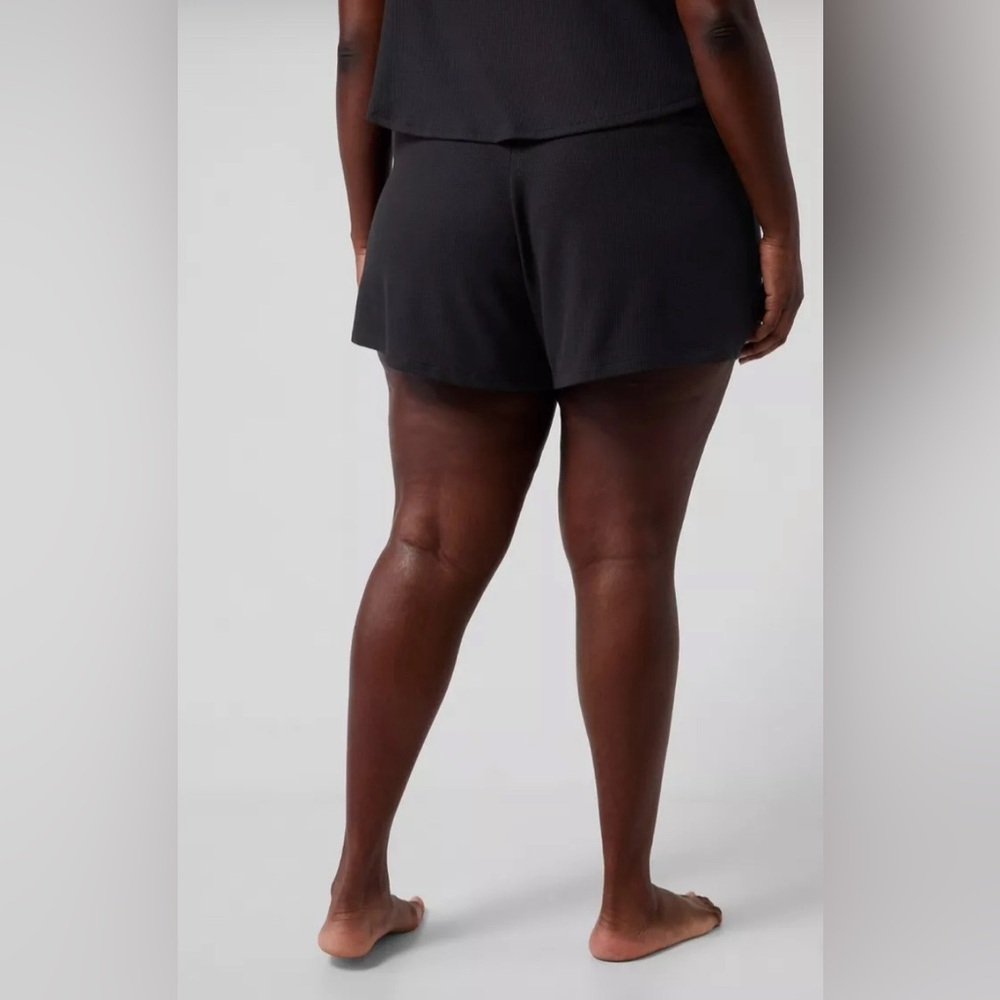 Athleta Well Rested Black Ribbed Sleep Short & Tank Pajama Set - Picture 4 of 7